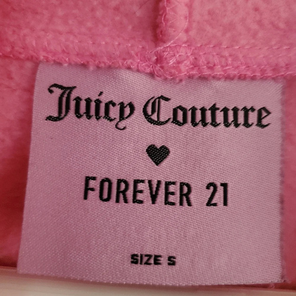 Juicy Couture x Forever 21 blinged and em broidered pink hoodie, size small - Picture 4 of 6